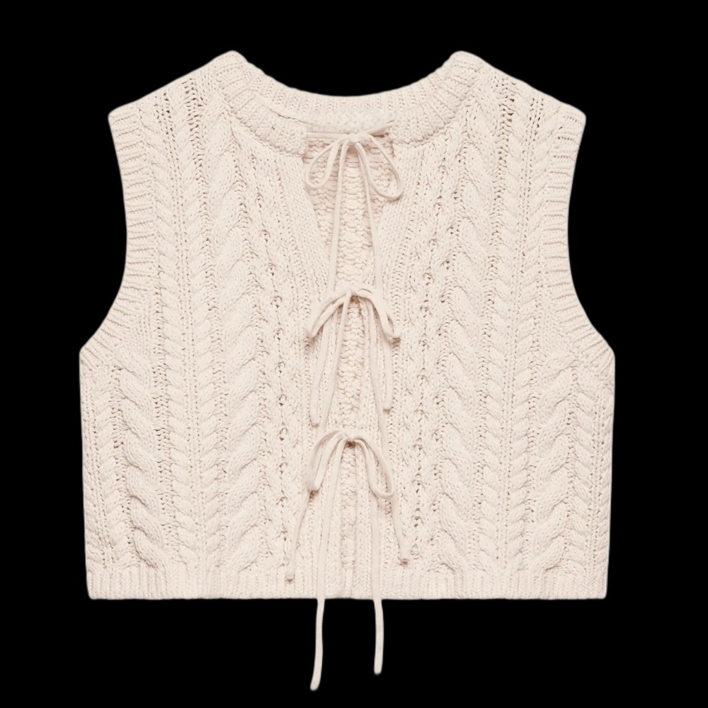 Caroline Constas NWT Cable Knit Tie-Front Sweater Vest